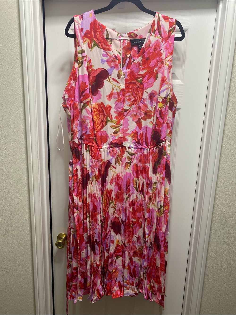 Lane Bryant Pink and Red Floral Pleated Girls Dress